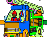 Disegno Camion dei Pompieri  pitturato su Pierino