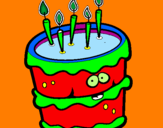Disegno Torta di compleanno 2 pitturato su pipo