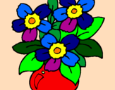 Disegno Vaso di fiori  pitturato su nika