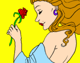 Disegno Principessa con una rosa pitturato su camilla crosa