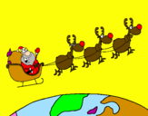 Disegno Babbo Natale che consegna i regali 3 pitturato su feste di babbo natale