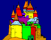 Disegno Castello medievale  pitturato su BIANCA