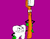 Disegno Molare e spazzolino da denti pitturato su francesco