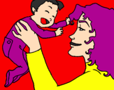 Disegno Madre e figlio pitturato su samuel 