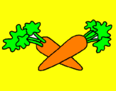 Disegno carote  pitturato su vittoria fiocca