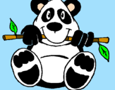 Disegno Orso panda  pitturato su gigina