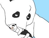 Disegno Orso panda con il suo cucciolo pitturato su ILENIA...