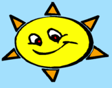 Disegno Sole sorridente  pitturato su letizia