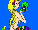 Disegno Sirena e perla  pitturato su desiree