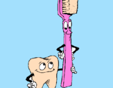 Disegno Molare e spazzolino da denti pitturato su margherita 