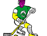 Disegno Giocatore di hockey su ghiaccio pitturato su bruno