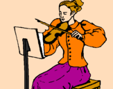 Disegno Dama violinista  pitturato su Gabriele