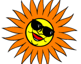 Disegno Sole con gli occhiali da sole pitturato su michela gulino
