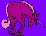 Disegno Unicorno brado  pitturato su tanya