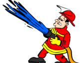 Disegno Pompiere con idrante  pitturato su matteo 13 17