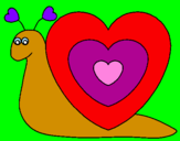 Disegno Lumachina cuore  pitturato su vittoria fiocca