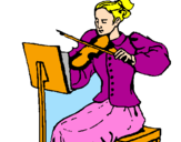 Disegno Dama violinista  pitturato su Giada