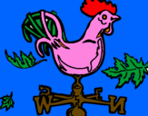 Disegno Banderuole e gallo  pitturato su agnese