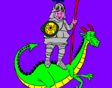 Disegno San Giorgio con il drago  pitturato su jacopo