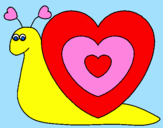Disegno Lumachina cuore  pitturato su hams
