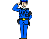 Disegno Poliziotto che saluta  pitturato su alessandro
