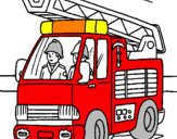 Disegno Camion dei Pompieri  pitturato su SALVATORE