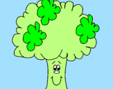 Disegno Broccoli  pitturato su vittoria fiocca
