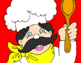 Disegno Chef con i baffi  pitturato su Marialuisa
