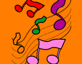 Disegno Note nella scala musicale  pitturato su michela gulino