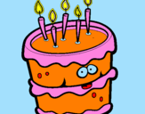 Disegno Torta di compleanno 2 pitturato su allegra