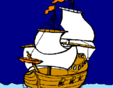 Disegno Barca  pitturato su puzzetta