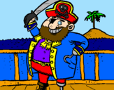Disegno Pirata a bordo  pitturato su marty