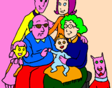 Disegno Famiglia pitturato su allegra