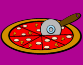 Disegno Pizza pitturato su camilla