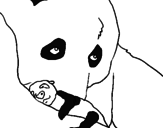 Disegno Orso panda con il suo cucciolo pitturato su Misto