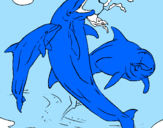 Disegno Delfini che giocano  pitturato su luca