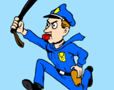 Disegno Poliziotto che corre  pitturato su FRANCESCO