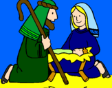 Disegno Adorano Gesù Bambino  pitturato su MANUELA