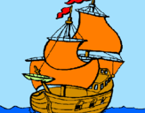 Disegno Barca  pitturato su filip