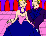 Disegno Principessa e principe al ballo  pitturato su Stella e Edo