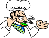 Disegno Lassaggio dello chef pitturato su som