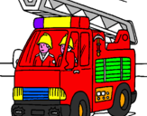 Disegno Camion dei Pompieri  pitturato su marco