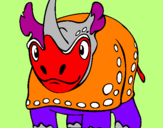 Disegno Rinoceronte  pitturato su ALE