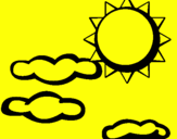 Disegno Sole con nuvole 2 pitturato su EMMA