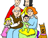 Disegno Famiglia pitturato su cristina