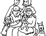 Disegno Famiglia pitturato su giulia pianta 1 b