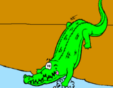 Disegno Alligatore che entra nell'acqua  pitturato su enrico