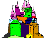 Disegno Castello medievale  pitturato su cristian