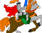 Disegno Cavaliere a cavallo pitturato su LUIGI D