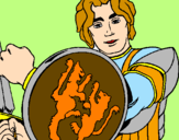 Disegno Cavaliere dallo scudo con leoni  pitturato su Lorenzo